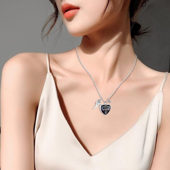 Heart Urn Necklace for Ashes Birthstones Cremation Jewelry for Ashes Stainless S - Picture 5 of 7